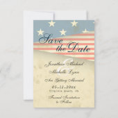 -Amerikaanse vlagpatriottisch huwelijk Save The Date (Achterkant)