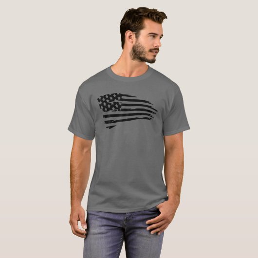 -Amerikaanse vlagpatriottisch zwart, verhit U T-shirt (Voorkant volledig)