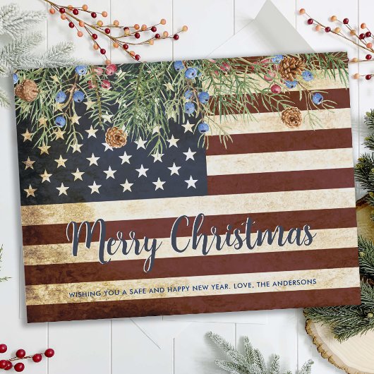 Amerikaanse vlagpatriottische kerst Briefkaart
