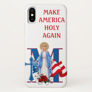 AMERIKAANSE VLAGVIRGIN MARY RELIGIOE ROZEN iPhone X HOESJE