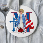 AMERIKAANSE VLAGVIRGIN MARY RELIGIOE ROZEN RONDE BUTTON 6,0 CM (In situ)