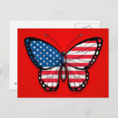Amerikaanse vlinder op rood briefkaart (Voorkant / Achterkant)