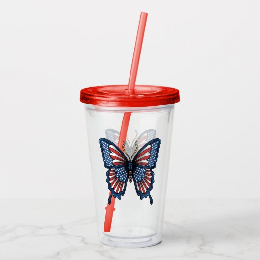 Amerikaanse vlinder T-shirt boodschappentas Acryl Drinkbeker (Achterkant)
