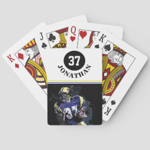 Amerikaanse voetballer in cartoon stijl gepersonal pokerkaarten