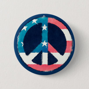 Amerikaanse vredes-gebaar ronde button 5,7 cm
