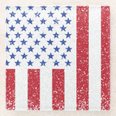 Amerikaanse Vredesvlag Grunge Glazen Onderzetter (Voorkant)