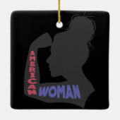 Amerikaanse vrouw donkergrijs keramisch ornament (Achterkant)