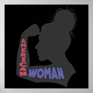 Amerikaanse vrouw donkergrijs poster