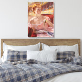 Amerikaanse vrouw met een parelachtig Ketting en e Canvas Afdruk (Insitu (Slaapkamer))