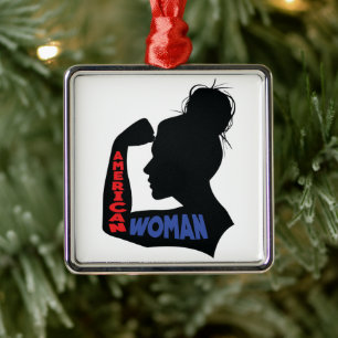 Amerikaanse vrouw metalen ornament