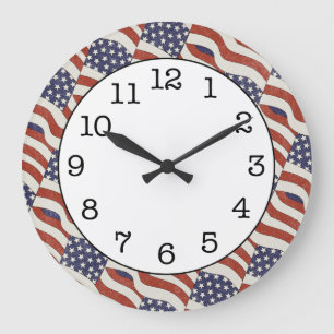 Amerikaanse wandklok met vlagpatroonpatroon grote klok