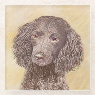 Amerikaanse waterspaniel schilderen - Oorspronkeli Glazen Onderzetter