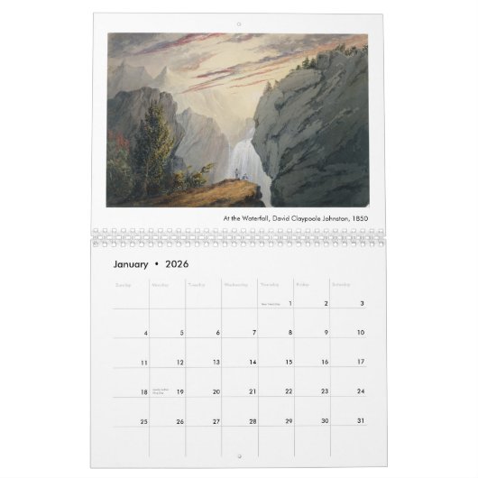 Amerikaanse Waterverf met fijne kunst maakt rivier Kalender (Jan 2026)