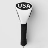 Amerikaanse website op zwart golfheadcover (Voorkant)