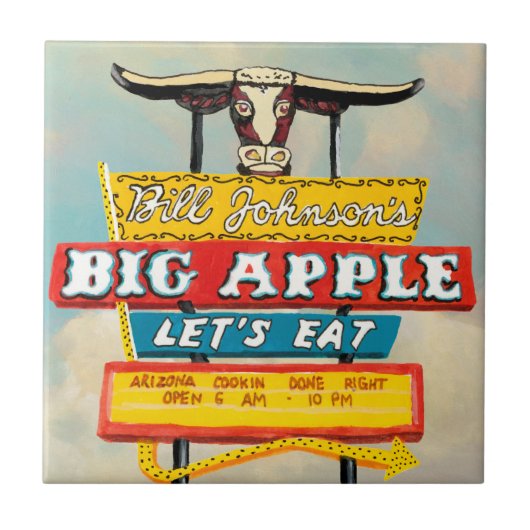 Amerikaanse wegbaan | Restaurantteken Tegeltje (Voorkant)