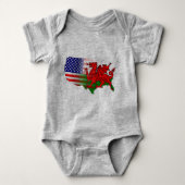Amerikaanse welsh Flags Map One Piece Romper (Voorkant)