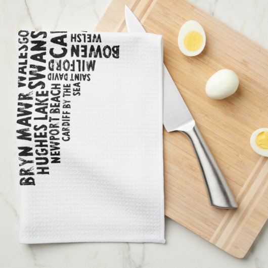 Amerikaanse Welsh Place Names Map Kitchen Towel Theedoek (Quarter Fold)