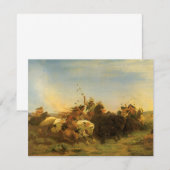 -Amerikaanse West Art, Buffalo Hunt van Wimar (Voorkant / Achterkant)