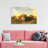 -Amerikaanse West Art, Buffalo Hunt van Wimar Canvas Afdruk (Insitu (Woonkamer))