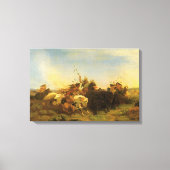 -Amerikaanse West Art, Buffalo Hunt van Wimar Canvas Afdruk (Voorkant)