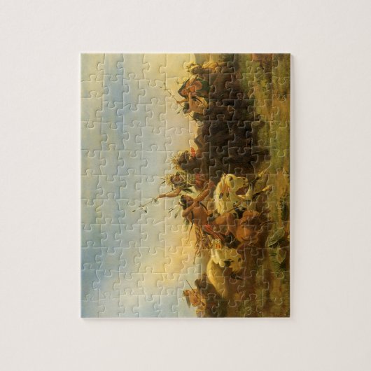 -Amerikaanse West Art, Buffalo Hunt van Wimar Legpuzzel (Verticaal)