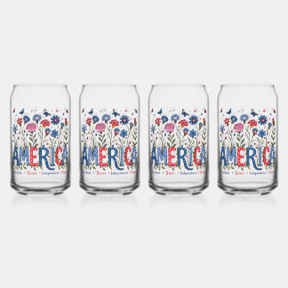 Amerikaanse Wilde Bloemen Patriottisch 4 juli Pret Blikvorm Glas