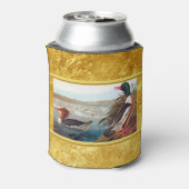 Amerikaanse wilde eenden in een rivier die zwemt blikjeskoeler (Blikje Achterkant)