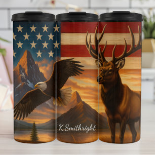 Amerikaanse Wilderness Patriottische Wildlife Scen Thermosbeker