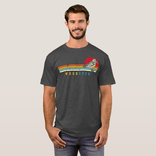 Amerikaanse Woodcock Bird Retro  Unieke Cadeaus T-shirt (Voorkant volledig)