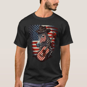 Amerikaanse Zebra Gitaar VS County Muziek T-shirt