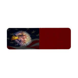 Amerikaanse Zeearend En Vlag Etiket