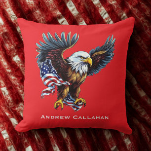 Amerikaanse Zeearend Patriottische Vlag 4 Juli Kussen