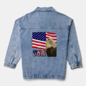 Amerikaanse zeearend, vlag, Amerikaanse vlag Vrouw Denim Jacket (Achterkant)