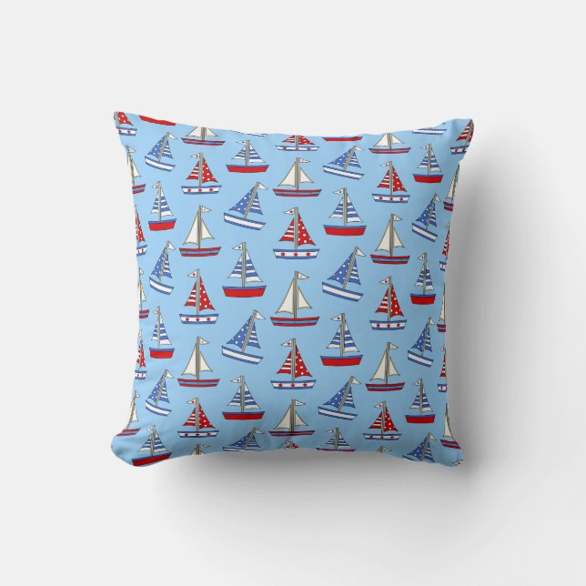 Amerikaanse zeilboot Pillow Kussen (Voorkant)