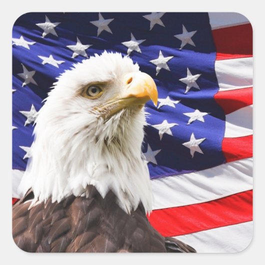 amerikaanse zelfverzekeraars vierkante sticker (Voorkant)