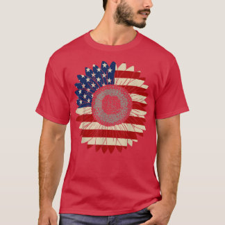 Amerikaanse zonnebloem Verenigde Staten vlag T-shirt