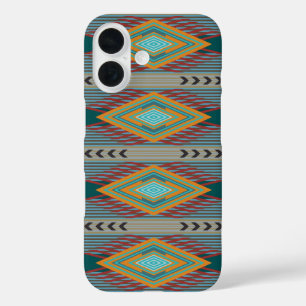 Amerikaanse Zuidwest Patronen Kunst en Aardse Kleu iPhone 16 Hoesje