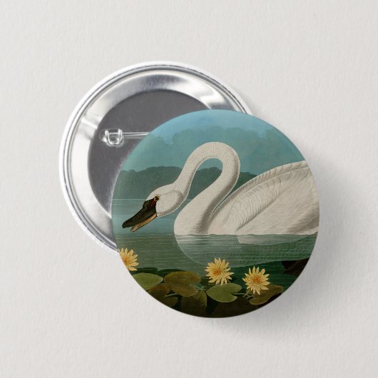 Amerikaanse Zwanenvogels Audubon Ronde Button 5,7 Cm (Voorkant /achterkant)