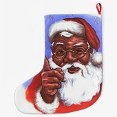 Amerikaanse zwarte kerstman grote kerstsok (Achterkant)