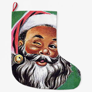 Amerikaanse zwarte kerstman grote kerstsok