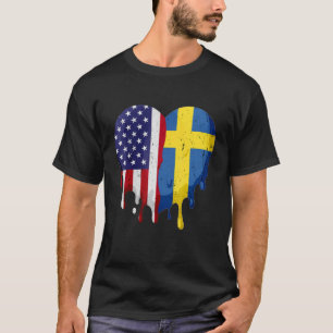 Amerikaanse Zweedse erfgoedmaand Zweden Vlag hart T-shirt