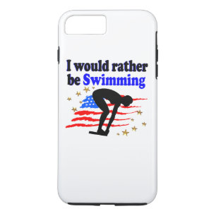 AMERIKAANSE ZWEMMER DESIGN IK ZOU LIEVER ZWEMMEN iPhone 8 PLUS / 7 PLUS HOESJE