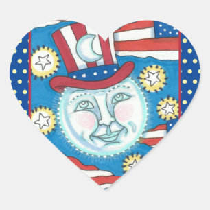 AMERIKANA FOLK ART PATRIOTISCH MAN IN MOE HART STICKER