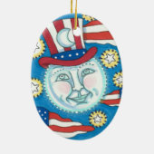 AMERIKANA FOLK ART PATRIOTISCH MAN IN MOE KERAMISCH ORNAMENT (Achterkant)