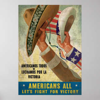 Amerikanen allemaal vechten voor overwinning poster