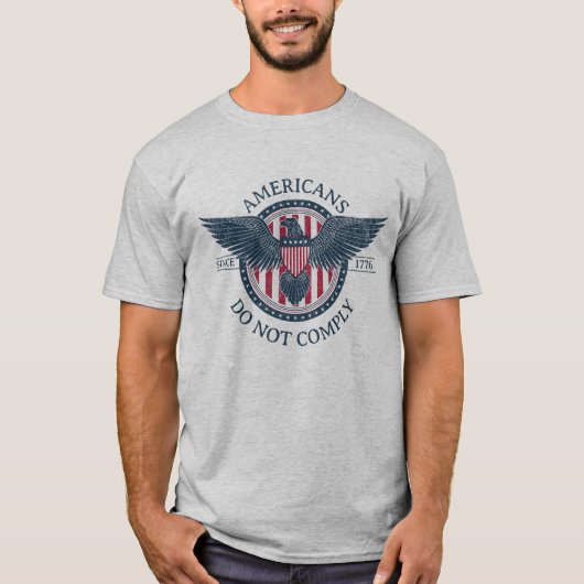 Amerikanen voldoen niet aan t-shirt (Voorkant)