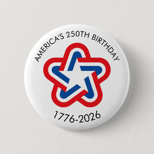 Amerika's 250e Verjaardag 1776-2026 Rood Wit Blauw Ronde Button 5,7 Cm