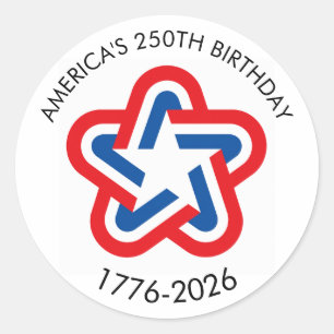 Amerika's 250e Verjaardag 1776-2026 Rood Wit Blauw Ronde Sticker