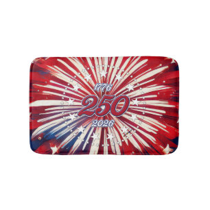 Amerika's 250e verjaardag 1776-2026 RWB-Vuurwerk Badmat