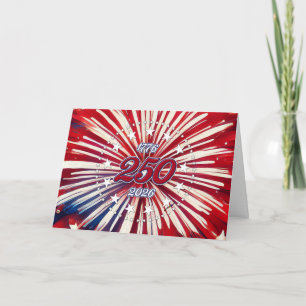 Amerika's 250e Verjaardag 1776-2026 RWB-Vuurwerk Bedankkaart